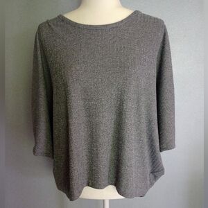 Lisa Rinna Collection Charcoal Knit Top 3/4 Sleeve Size XS